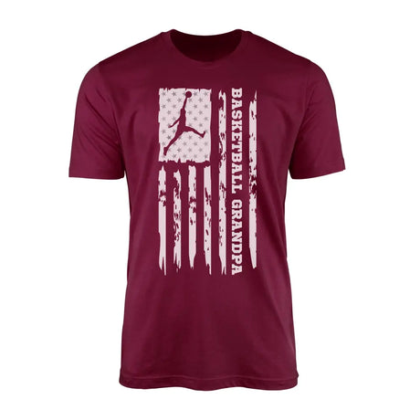 basketball grandpa vertical flag on a mens t-shirt with a white graphic