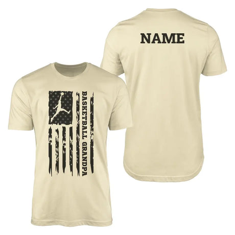 basketball grandpa vertical flag with basketball player name on a mens t-shirt with a black graphic