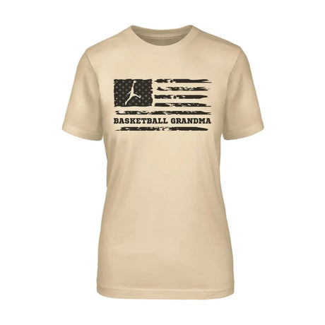 basketball grandma horizontal flag on a unisex t-shirt with a black graphic