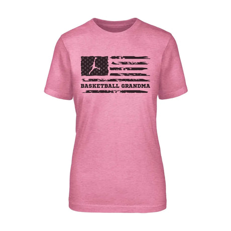 basketball grandma horizontal flag on a unisex t-shirt with a black graphic