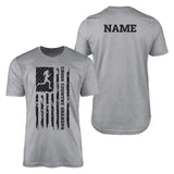 cross country grandpa vertical flag with cross country runner name on a mens t-shirt with a black graphic