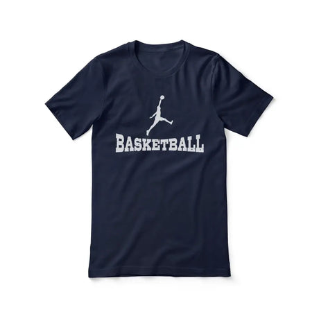 basic basketball with basketball player icon on a unisex t-shirt with a white graphic