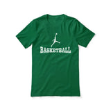 basic basketball with basketball player icon on a unisex t-shirt with a white graphic