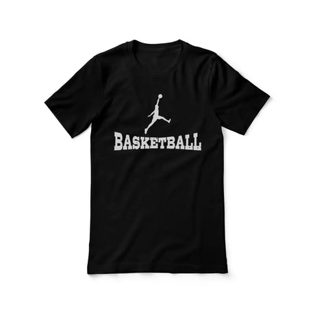 basic basketball with basketball player icon on a unisex t-shirt with a white graphic