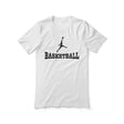 basic basketball with basketball player icon on a unisex t-shirt with a black graphic