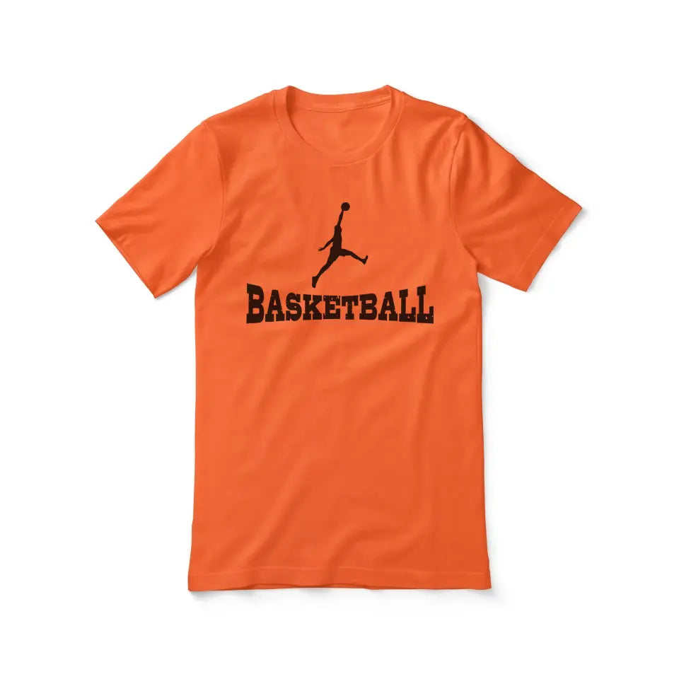 basic basketball with basketball player icon on a unisex t-shirt with a black graphic