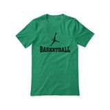 basic basketball with basketball player icon on a unisex t-shirt with a black graphic