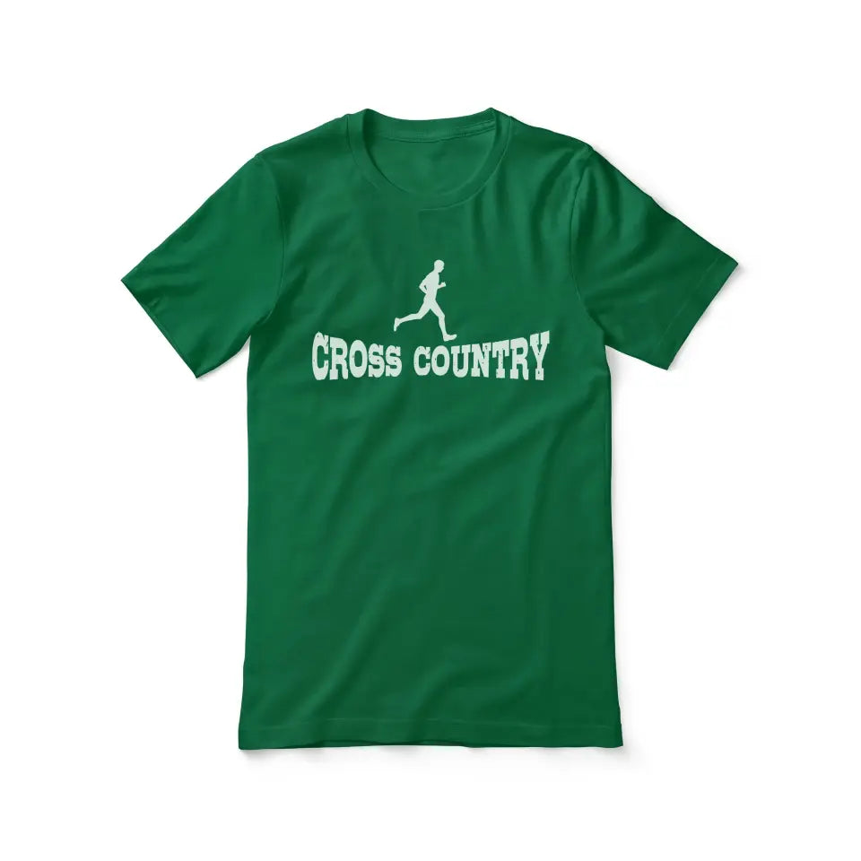 basic cross country with cross country runner icon on a unisex t-shirt with a white graphic