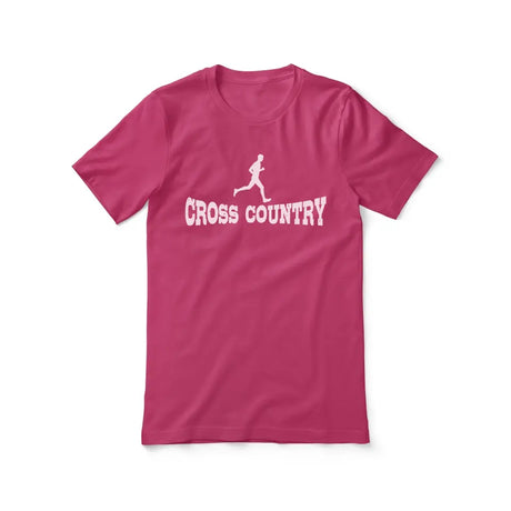 basic cross country with cross country runner icon on a unisex t-shirt with a white graphic