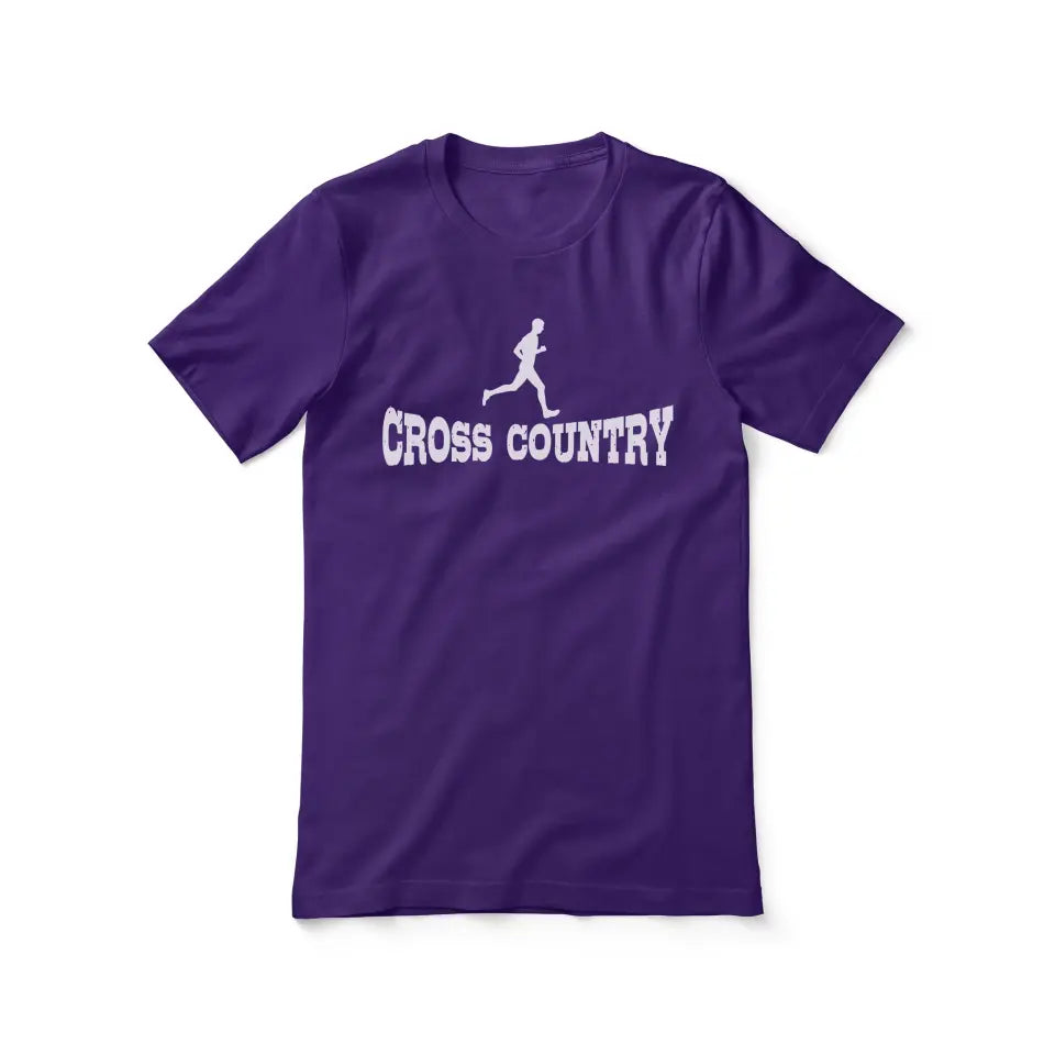 basic cross country with cross country runner icon on a unisex t-shirt with a white graphic