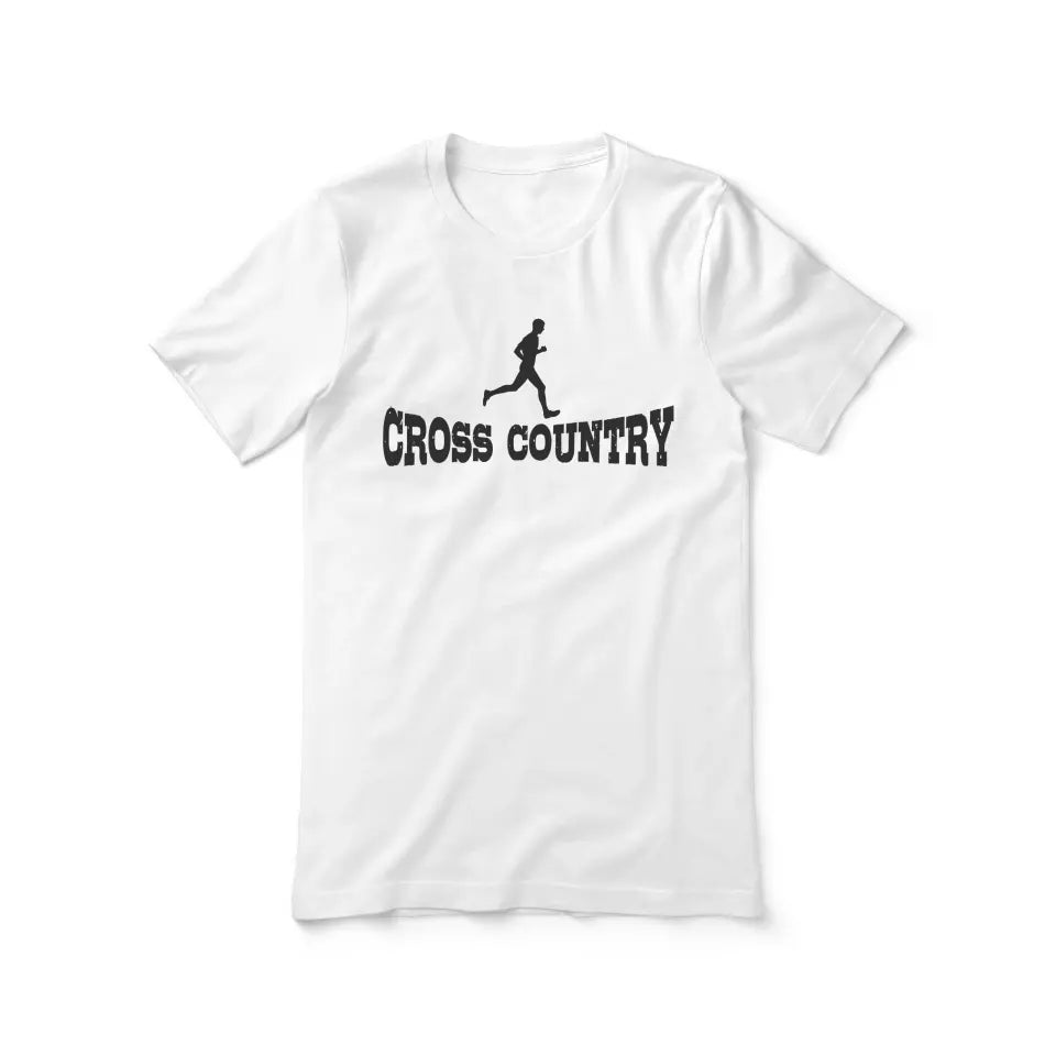 basic cross country with cross country runner icon on a unisex t-shirt with a black graphic