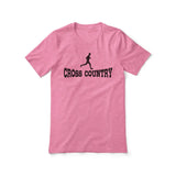 basic cross country with cross country runner icon on a unisex t-shirt with a black graphic