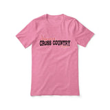 custom cross country mascot and cross country runner name on a unisex t-shirt with a black graphic