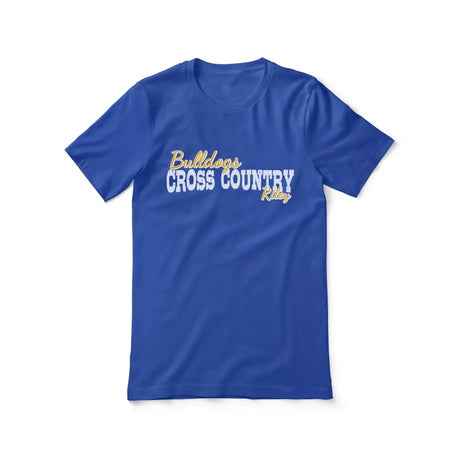 custom cross country mascot and cross country runner name on a unisex t-shirt with a white graphic