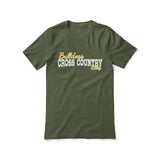 custom cross country mascot and cross country runner name on a unisex t-shirt with a white graphic