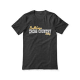 custom cross country mascot and cross country runner name on a unisex t-shirt with a white graphic