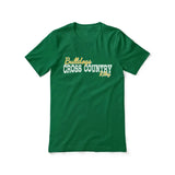 custom cross country mascot and cross country runner name on a unisex t-shirt with a white graphic