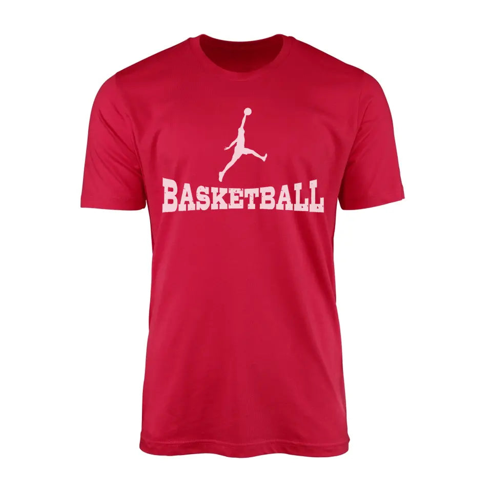 basic basketball with basketball player icon on a mens t-shirt with a white graphic