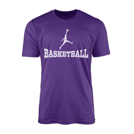 basic basketball with basketball player icon on a mens t-shirt with a white graphic