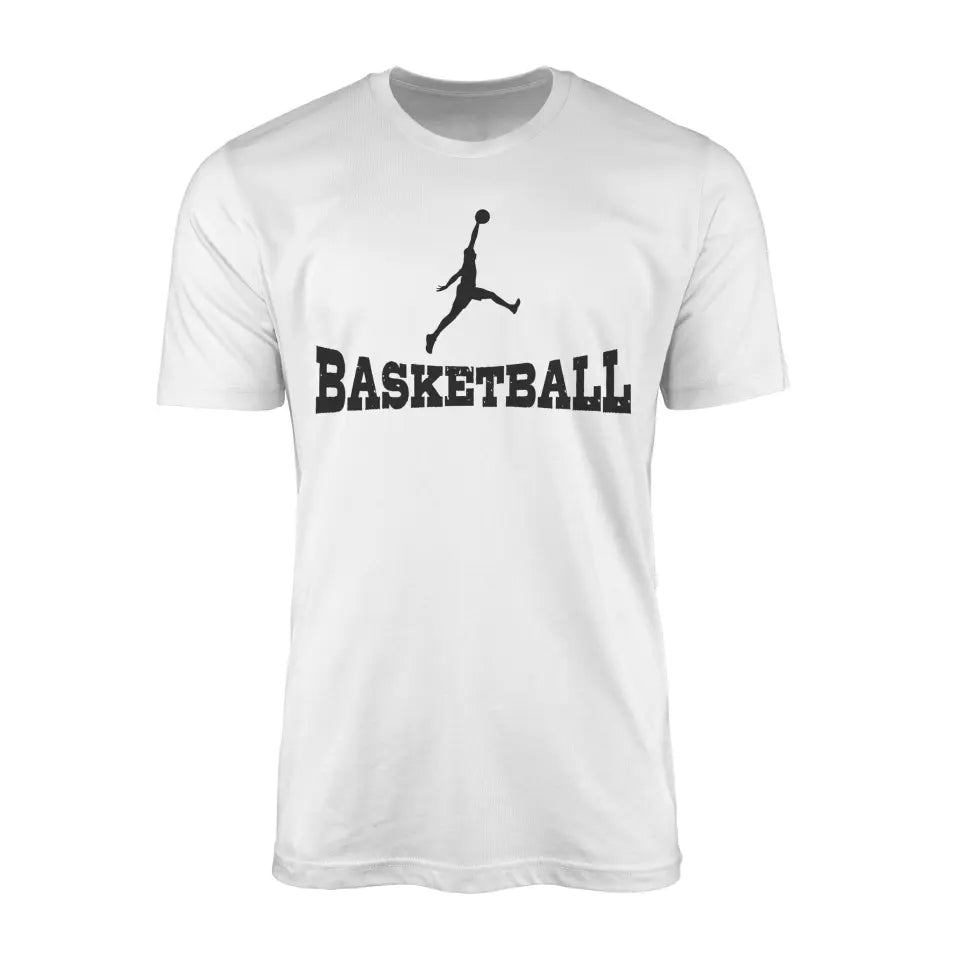 basic basketball with basketball player icon on a mens t-shirt with a black graphic