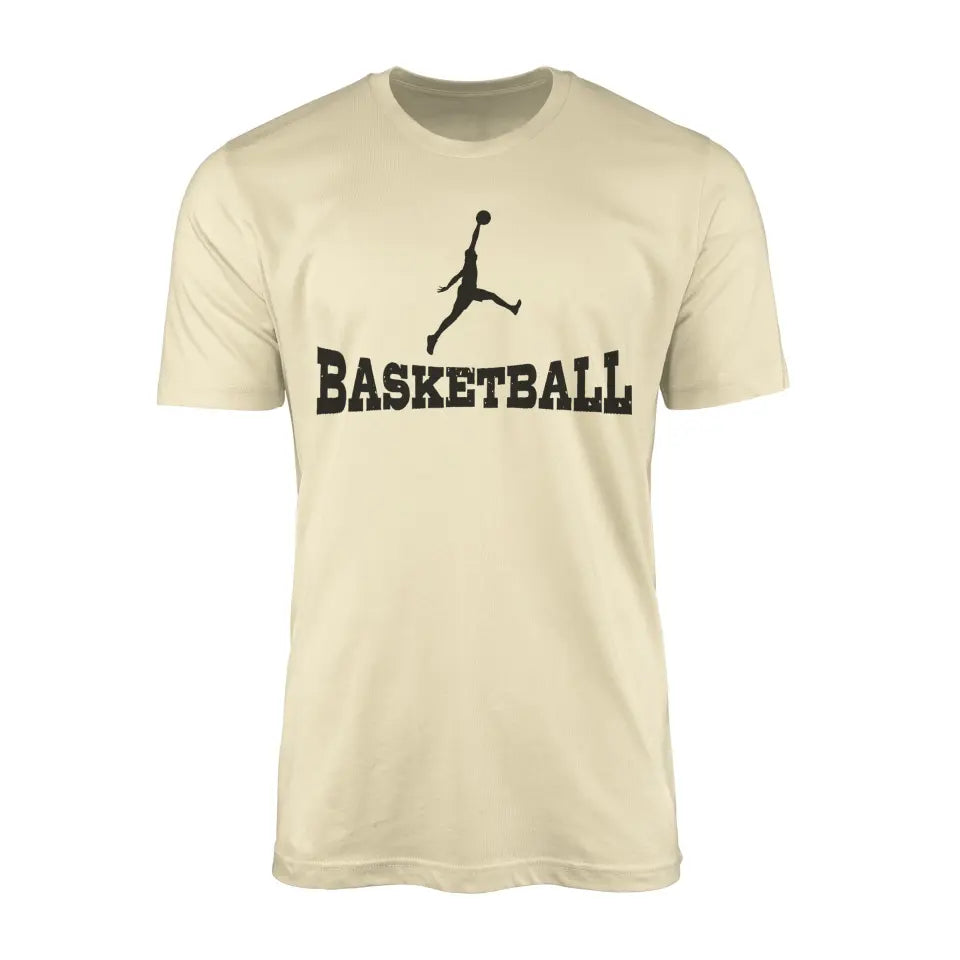 basic basketball with basketball player icon on a mens t-shirt with a black graphic