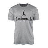 basic basketball with basketball player icon on a mens t-shirt with a black graphic