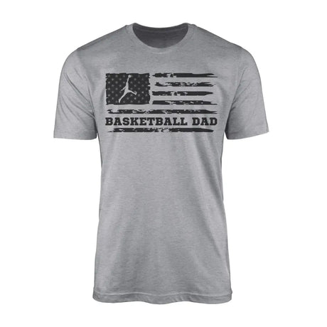 basketball dad horizontal flag on a mens t-shirt with a black graphic