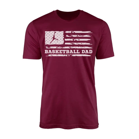 basketball dad horizontal flag on a mens t-shirt with a white graphic