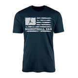 basketball dad horizontal flag on a mens t-shirt with a white graphic