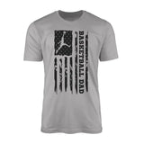 basketball dad vertical flag on a mens t-shirt with a black graphic