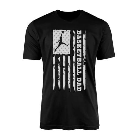 basketball dad vertical flag on a mens t-shirt with a white graphic
