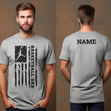 basketball dad vertical flag with basketball player name on a mens t-shirt with a black graphic