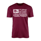 diving grandpa horizontal flag on a mens t-shirt with a white graphic