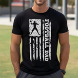 football dad vertical flag on a mens t-shirt with a white graphic