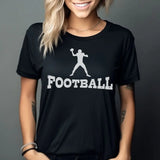 basic football with football player icon on a unisex t-shirt with a white graphic