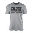 diving grandpa horizontal flag on a mens t-shirt with a black graphic