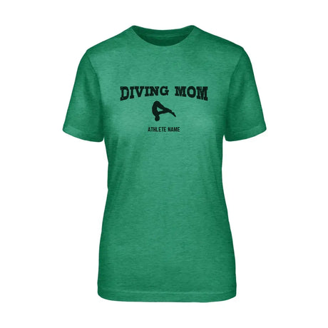 diving mom with diver icon and diver name on a unisex t-shirt with a black graphic