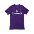 basic diving with diver icon on a unisex t-shirt with a white graphic