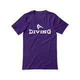 basic diving with diver icon on a unisex t-shirt with a white graphic