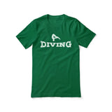 basic diving with diver icon on a unisex t-shirt with a white graphic