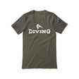 basic diving with diver icon on a unisex t-shirt with a white graphic