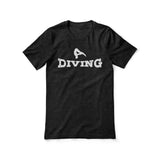 basic diving with diver icon on a unisex t-shirt with a white graphic