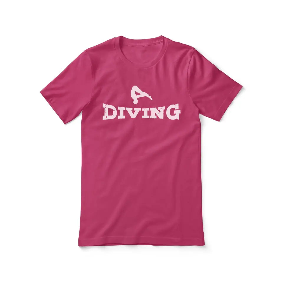 basic diving with diver icon on a unisex t-shirt with a white graphic