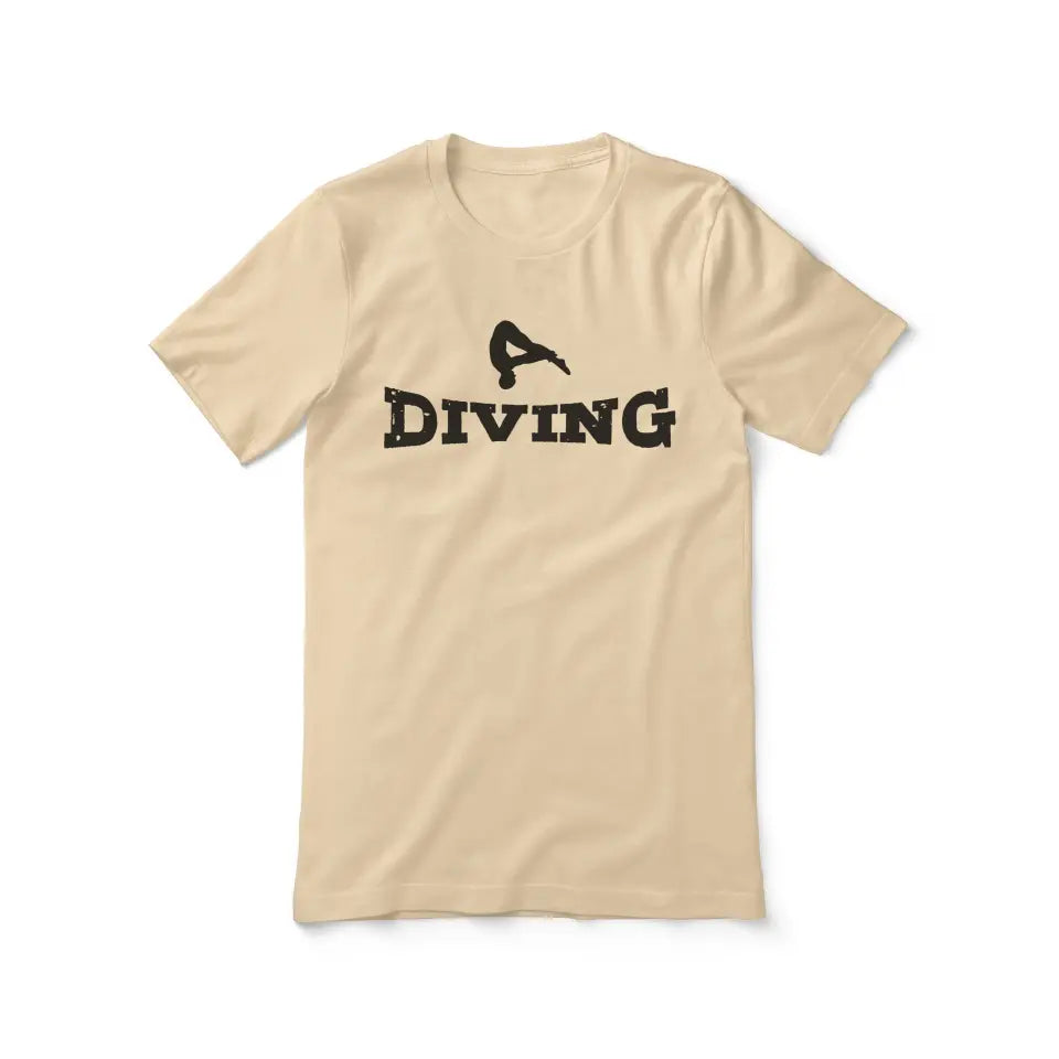 basic diving with diver icon on a unisex t-shirt with a black graphic