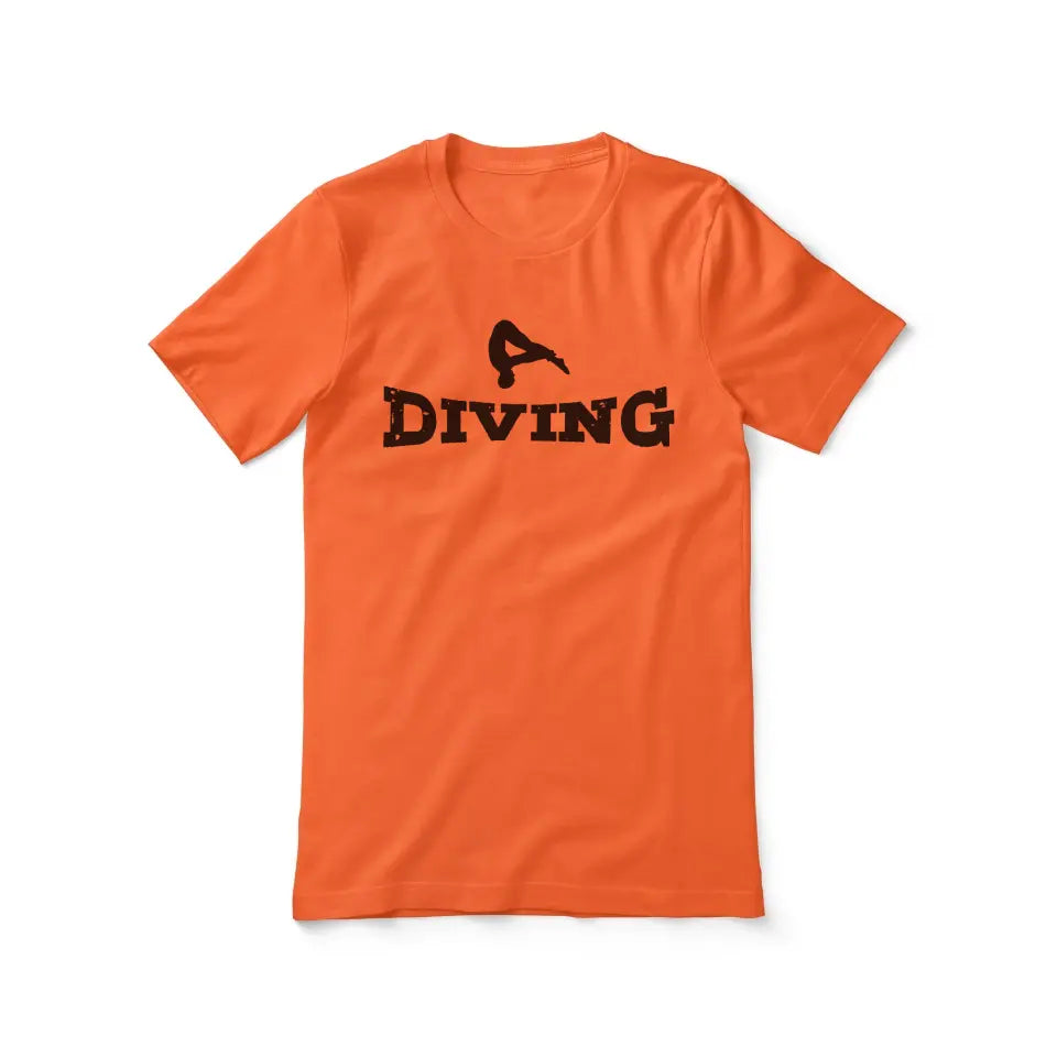 basic diving with diver icon on a unisex t-shirt with a black graphic