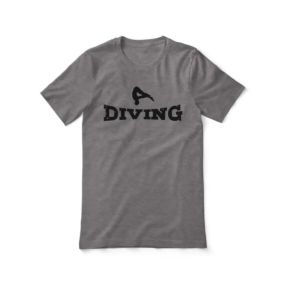 basic diving with diver icon on a unisex t-shirt with a black graphic