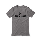 basic diving with diver icon on a unisex t-shirt with a black graphic