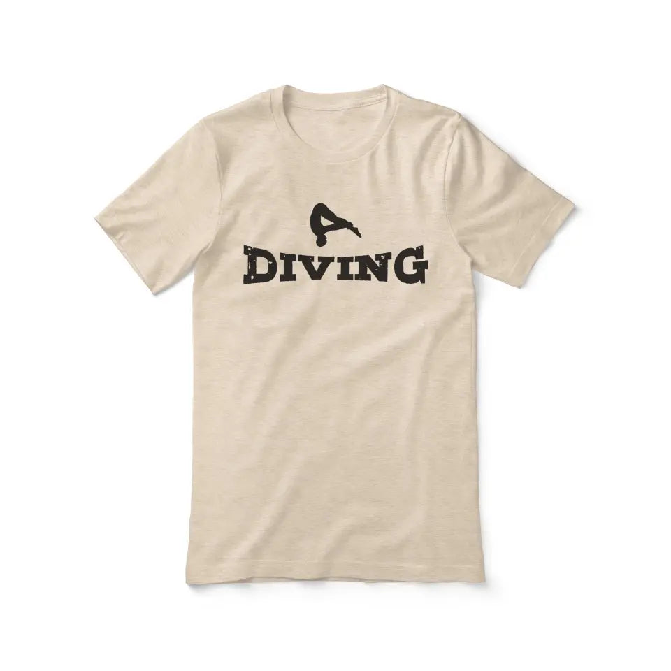 basic diving with diver icon on a unisex t-shirt with a black graphic