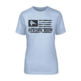 diving mom horizontal flag on a unisex t-shirt with a black graphic