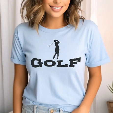 basic golf with golfer icon on a unisex t-shirt with a black graphic